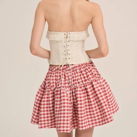 For Love & Lemons White Tea Time Corset Top S NWT - Picture 3 of 8